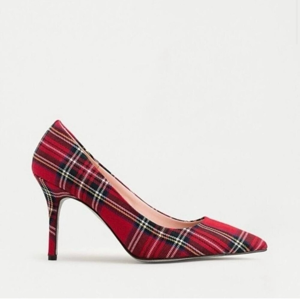 J. Crew Elsie Tartan Red Plaid High Heel. NWOB